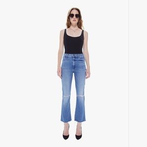 [MOTHER] NWOT The Hustler High-Rise Ankle Flare Stretch Fray Hem Jeans